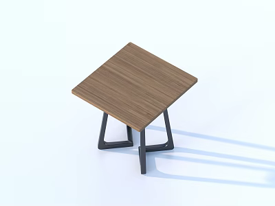 Square Wooden Top Coffee Table With Black Metal Frame Modern Style For Living Room 3d model
