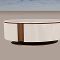 Modern Round Coffee Table With White Surface Brown Accents And Black Base 3d model