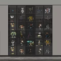 Modern Display Shelves With Layered Lighting For Collectible Figures And Models