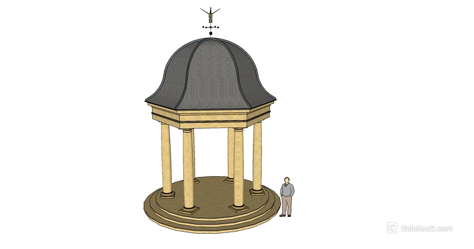 Classical Dome Pavilion Structure With Stone Columns And Circular Base 3d model 