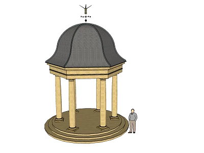 Classical Dome Pavilion Structure With Stone Columns And Circular Base 3d model