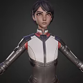 Futuristic Female Game Movie Character With White Gray Armor And Mechanical Shoulder Design