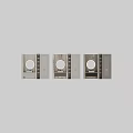 Modern Luxury Bathroom Vanity Design With Round Mirror Marble Wall And LED Strip Cabinets