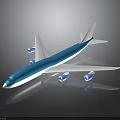 Blue and White Four Engine Spaceplane with Reflective Surface for Aerospace Exploration Missions 3d model
