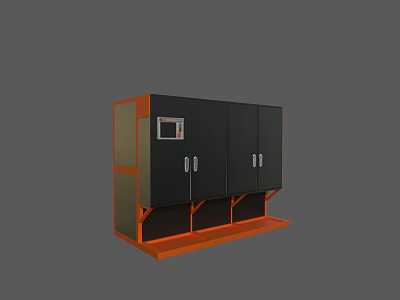 Black and Orange Cabinet Style Industrial Equipment With Control Panel Cabinet Doors And Stable Base 3d model
