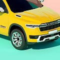 Yellow Modern Crew Cab Pickup Truck With Black Roof And Alloy Wheels