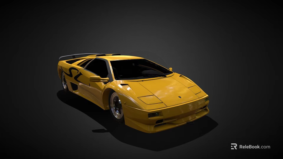 Yellow Sports Car With Sleek Aerodynamic Body And Alloy Wheels 3d model 