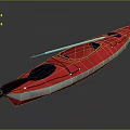 Vibrant Red Kayak With Paddle And Comfortable Seating For Water Adventures