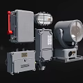 Various Industrial Electrical Control Devices With Metal Enclosures And Components
