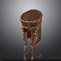 Copper Colored Ancient Weapon With Sharp Spikes And Metallic Surface Structure Design