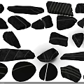 Natural Stone and Wood Decorative Pieces With Various Shapes and White Stripes