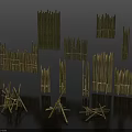 Bamboo Fence Scene Components With Various Shapes And Decorative Structures 3d model