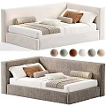 Children's Bed With Upholstered Headboard Multiple Color Options Soft Pillows And Cozy Blanket