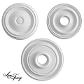 Three White Circular Decorative Ceiling Components With Smooth Ornamental Design