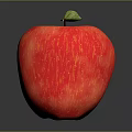 Fresh Red Apple With Green Leaf On Dark Background And Shiny Surface 3d model