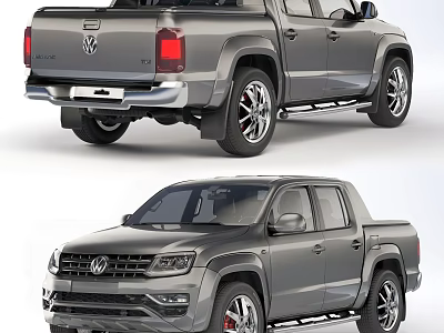 Gray Volkswagen Pickup Truck Modern Sporty Exterior Design Front Rear View 3d model