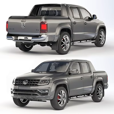 Gray Volkswagen Pickup Truck Modern Sporty Exterior Design Front Rear View 3d model
