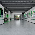 Spacious Modern 4S Dealership Showroom With Green Decor Car Display Posters And Glass Doors