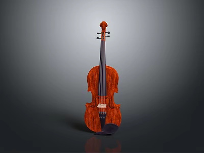 Handcrafted Brown Wooden Violin As Essential Living Accessory With Classic Design 3d model