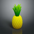 Fresh Yellow Pineapple With Green Leaves And Textured Surface On Dark Background