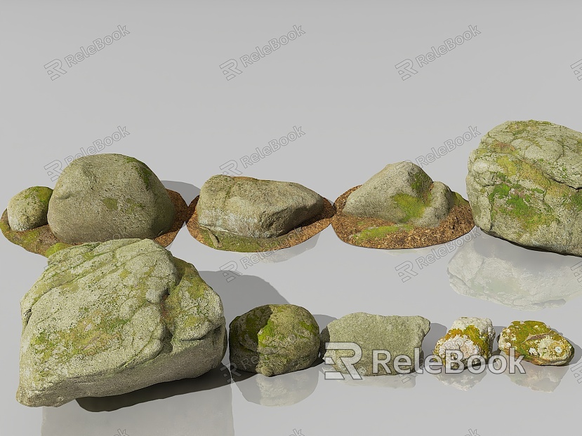 Stone Granite Stone Ground Stone Ground Moss Stone Forest Ground Primeval Forest Pavement Stone Pile Sand Stone Shaped Stone Mine model