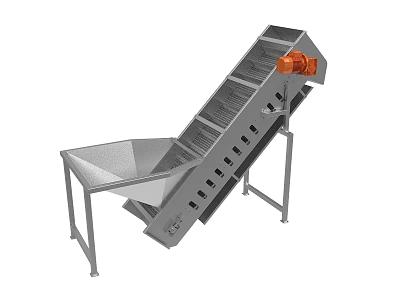 Inclined Vibrating Conveyor With Metal Frame And Hole Design For Industrial Use 3d model