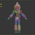 Vintage Astronaut Suit With Pink Red Stripes Transparent Helmet And Metallic Details