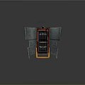 Futuristic Red Black And Yellow Metallic Weapon With Mechanical Components Design