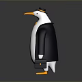 Cute Penguin Character Wearing Top Hat Bow Tie Coat Holding Briefcase With Yellow Feet