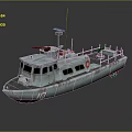 Gray Military Patrol Boat With Gun Lifebuoy And Number 10