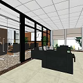 Modern Meeting Room Interior With Glass Partitions Conference Table And Sofa Area