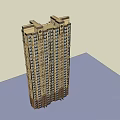 Modern Classical High Rise Residential Building With Brown Beige Facade And Multiple Windows 3d model