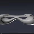 Modern Sleek Coffee Table With Curved Design And Metallic Glossy Finish