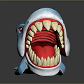Blue Shark Model With Open Mouth Sharp Teeth And Red Eyes 3d model