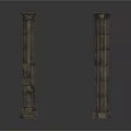 Ancient Style Classical Stone Columns With Intricate Carvings And Decorative Bases 3d model