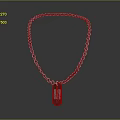 Stylish Silver Link Chain Necklace With Rectangular Pendant And Intricate Pattern 3d model