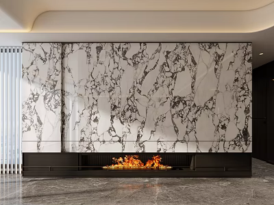 Italian living room stone TV background wall 3d model