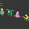 Colorful Cartoon Game Movie Characters With Various Shapes And Unique Designs