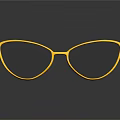 Stylish Golden Cat Eye Eyeglasses With Black Temples And Clear Lenses