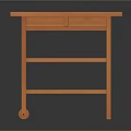 Orange Rolling Cart Featuring Drawers And Multiple Shelves Design