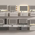 Various Modern Bathroom Vanities With Mirrors Sinks And Storage Cabinets 3d model