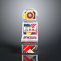 Slot Machine With Transparent Case Top Spinning Reel Front Display Screen And Colorful Designs
