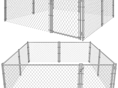 Chain Link Fence With Metal Frame And Steel Posts For Outdoor Enclosure Structures 3d model
