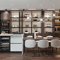 Modern Living Dining Room Interior Design With Sofa Coffee Table Bookshelf Window And Painting