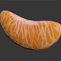 Peeled Bright Orange Segment with White Pith on Dark Background and Reflection