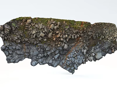 Natural Rocky Terrain With Moss Covered Stones And Layered Texture 3d model