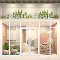 Elegant Flower Shop Interior With Green Plants Fresh Flowers And Glass Doors