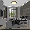 Modern Living And Dining Room Interior With Gray Sofa Coffee Table And Chandelier