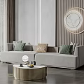 Modern double sofa coffee table combination 3d model