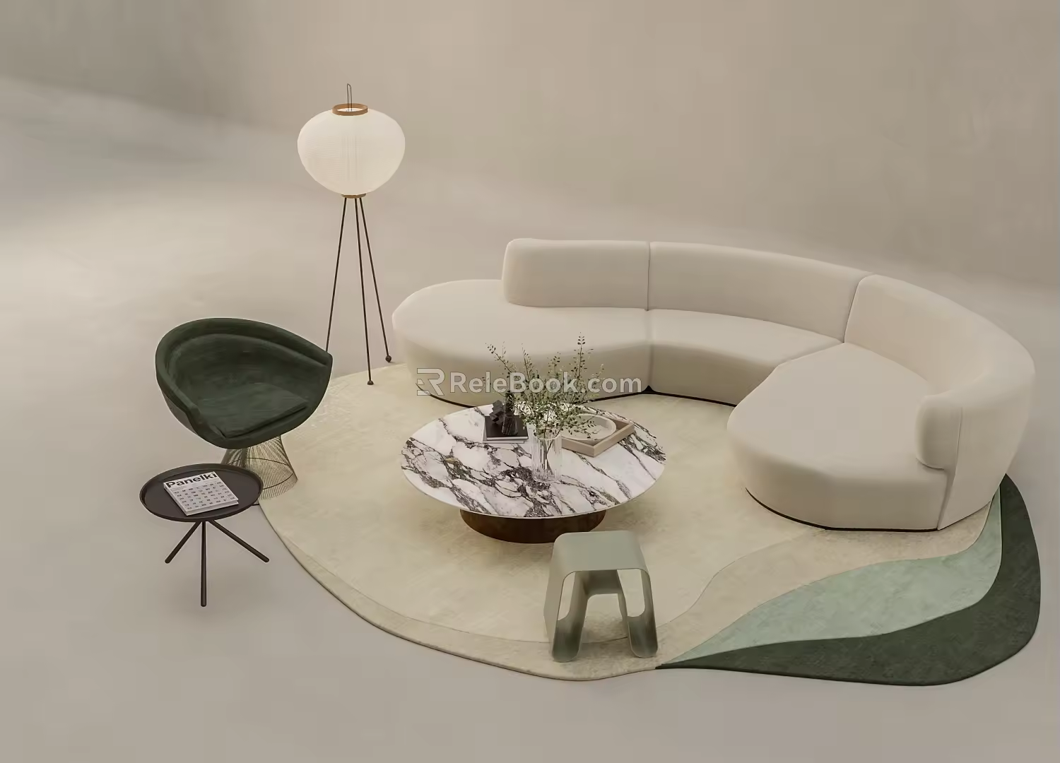 Modern Cream Style Sofa Single Chair Combination 3d model